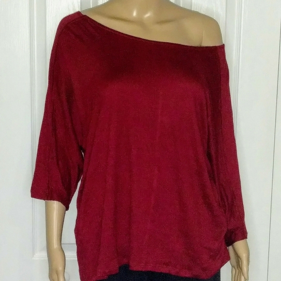 bobeau Tops - Bobeau Burgundy red shirt